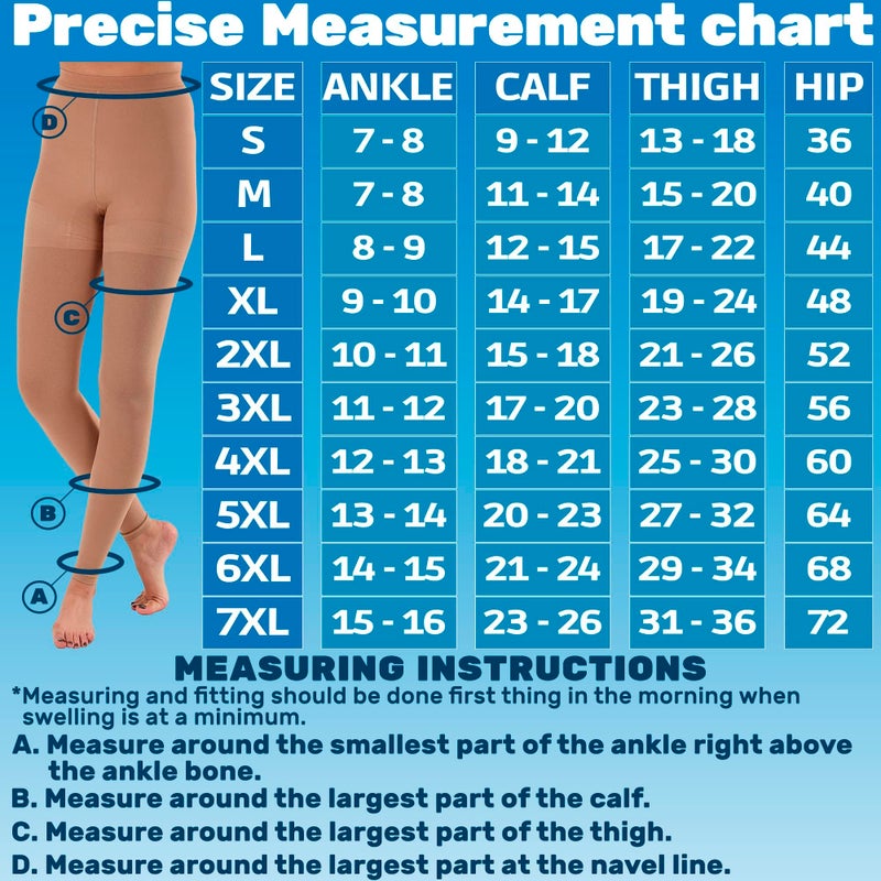 ABSOLUTE SUPPORT Compression Leggings for Women 20-30mmHg - Footles High Waist Compression Tights for Circulation during Pregnancy, Sports, Workout, Running - Beige, Medium - A717BE2 - Image 3